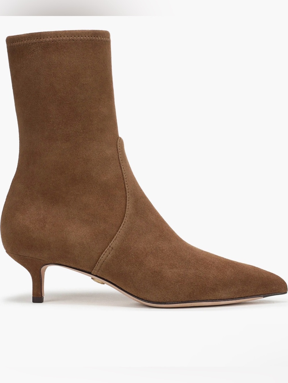 Veronica Beard Brown Suede Pointed-Toe Kitten Heel Booties
